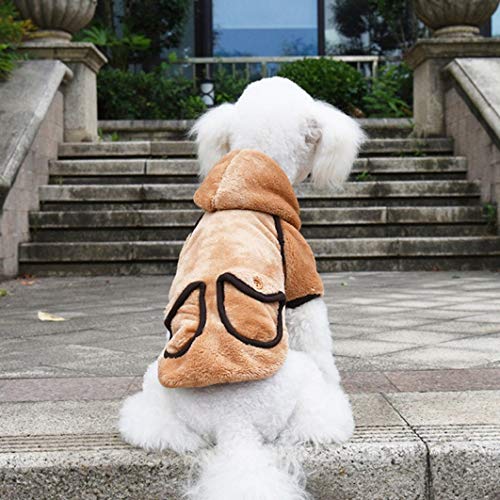 OLADO Ropa de Franela con Capucha cálida para Perros de Moda con Chaqueta de Abrigo de Invierno para Mascotas de Doble Bolsillo para Bulldog francés Chihuahua