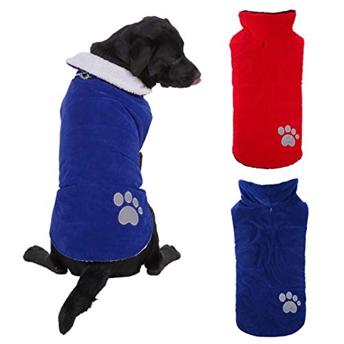 OLADO Ropa para Perros Linda con patrón de Pata Forro de vellón Impermeable Chaqueta Abrigada de Doble Cara para Mascota para Perro Mediano Grande