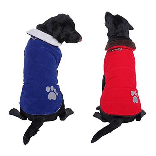 OLADO Ropa para Perros Linda con patrón de Pata Forro de vellón Impermeable Chaqueta Abrigada de Doble Cara para Mascota para Perro Mediano Grande