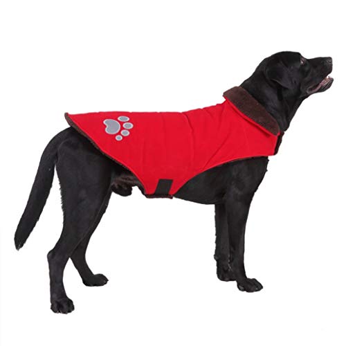 OLADO Ropa para Perros Linda con patrón de Pata Forro de vellón Impermeable Chaqueta Abrigada de Doble Cara para Mascota para Perro Mediano Grande