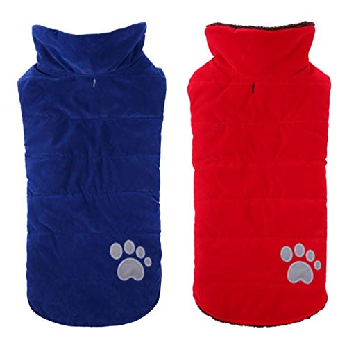 OLADO Ropa para Perros Linda con patrón de Pata Forro de vellón Impermeable Chaqueta Abrigada de Doble Cara para Mascota para Perro Mediano Grande