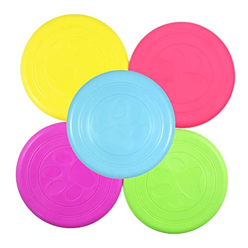 OPORA Frisbee Perro Blando, Caucho Natural Puro Seguridad No Tóxico Interactivo Los Juguetes del Animal Doméstico, para Perro Pequeño/Mediano/Grande (5 Piezas, Color Al Azar),DogFrisbees,17.5cm