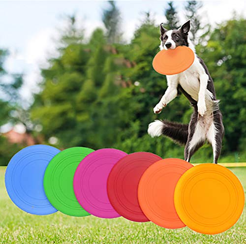 OPORA Juguete Frisbee Perro Blando (5 Piezas) para Perro Pequeño/Mediano/Grande, 100% Soft Natural Non-Toxic Rubber Dog Flying Disc,Purple,17.5cm