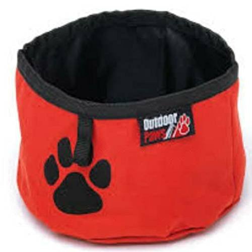 Outdoor Paws - Cuenco de Viaje para Perros, Color Rojo