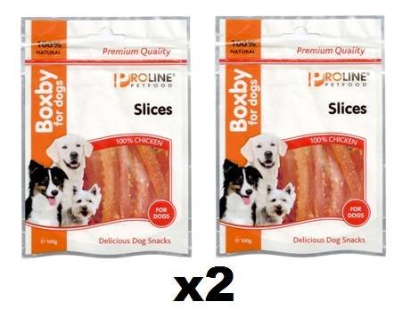 PACK 2 x BOXBY PREMIO SNACKS TIRAS DE POLLO PARA PERRO 100 GRS.