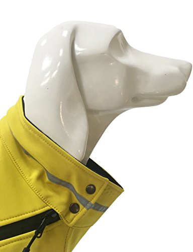 PALMFOX Impermeable Perro Abrigos Ripstop poliéster Respirable Malla Forro Duradera Lado Cremallera y Protector del Pecho, Chalecos Reflectantes del Perro de Borde Amarillo XL