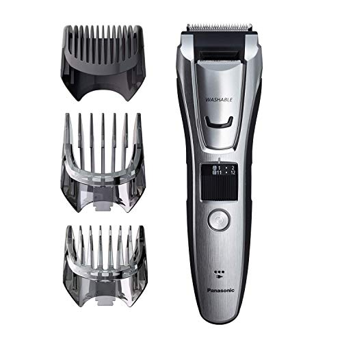 Panasonic ER-GB80-S503 - Cortapelos impermeable con Peine-Guía 3 en 1 barba, cabello y cuerpo (recargable, acero inoxidable, lavable, batería larga duración, 39 ajustes, 3 peines incluidos), plata