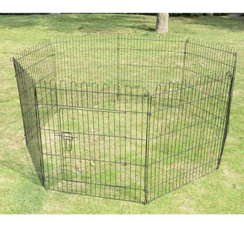 Pawhut Parque Perros Jaula Plegable Mascotas Metal Entrenamiento Cachorros 8 Vallas 71x107cm