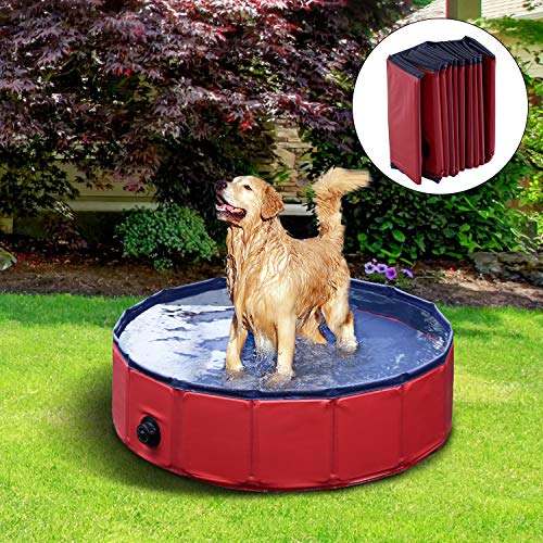 PawHut – Piscina para Perros de plástico bordo estable para animales domésticos 160 x 30 cm (ØxH)