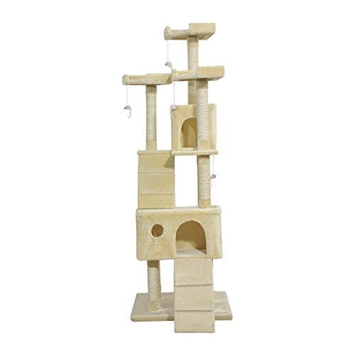 PawHut Rascador Gato Altura 55x60x181cm Arbol Poste para Arañar Centro De Actividades