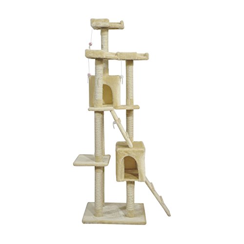 PawHut Rascador Gato Altura 55x60x181cm Arbol Poste para Arañar Centro De Actividades