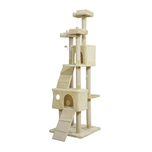 PawHut Rascador Gato Altura 55x60x181cm Arbol Poste para Arañar Centro De Actividades