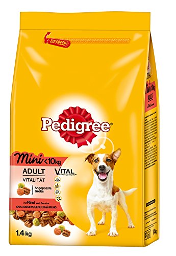 PEDIGREE alimento seco para Perros pequeños Adultos de 5 a 10 kg con Carne de Vacuno y Verduras 1,4 kg