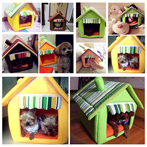 pengyu-¡ Lovely Dog Cat House - Cojín cálido de Invierno para caseta de Mascotas, Lavable, Desmontable, casa para Mascotas, Suministros para Mascotas - Café S