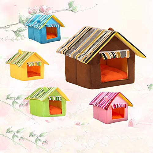 pengyu-¡ Lovely Dog Cat House - Cojín cálido de Invierno para caseta de Mascotas, Lavable, Desmontable, casa para Mascotas, Suministros para Mascotas, Color Verde S