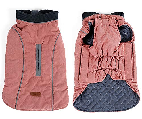 PENIVO Chaqueta de 6 Colores para Mascotas Ropa para Perros Repelente al Agua, Ropa Abrigada de Invierno Abrigos Reversibles para Perros pequeños medianos (M, Rosa)