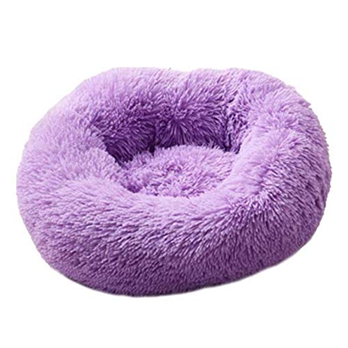 PENVEAT Cama Redonda para Perros Lavable de Felpa Larga Perrera Casa para Gatos Alfombrillas de algodón súper Suaves Sofá para Canasta de Perros Cama para Mascotas Dropshipping, Púrpura, 80 cm