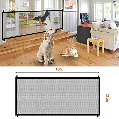 PENVEAT Hot Dog Gate La ingeniosa Malla Magic Pet Gate para Perros Safe Guard e Install Pet Dog Safety Enclosure Dog Fences, un tamaño