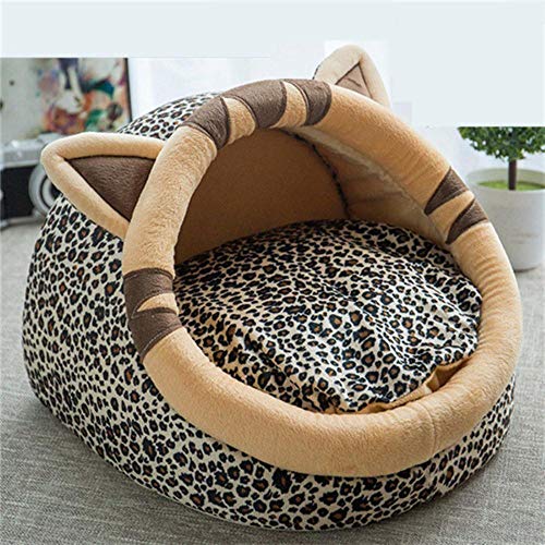 PENVEAT Lavable Plegable Gato casa cálido Suave Lindo Invierno Mascota Perro Gato Cama Nido Perrera para pequeños Gatos medianos Perros A8M123, sección Delgada, L