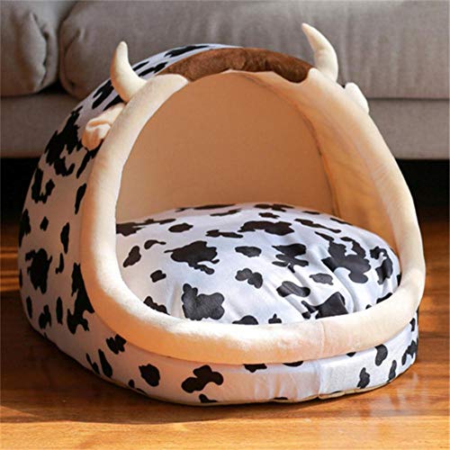 PENVEAT Lavable Plegable Gato casa cálido Suave Lindo Invierno Mascota Perro Gato Cama Nido Perrera para pequeños Gatos medianos Perros A8M123, sección Delgada, L