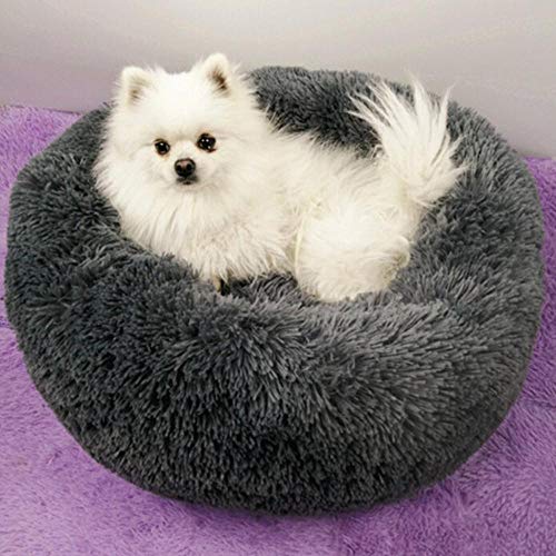 PENVEAT Perro Gato Redondo Cama para Perros Saco de Dormir cálido Largo Felpa Suave Casa para Mascotas Cama Relajante Cama para Cachorro Gatos Productos para Mascotas, Blanco, S, Estados Unidos