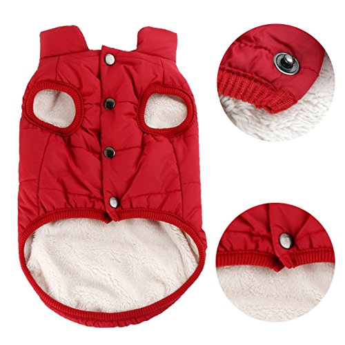 PENVO Ropa para Perros de Mascotas, Abrigos y Chaquetas Impermeables de Invierno para Perros pequeños y medianos Grandes Chaleco de Perro Cachorro Traje de suéter (Rojo, M)