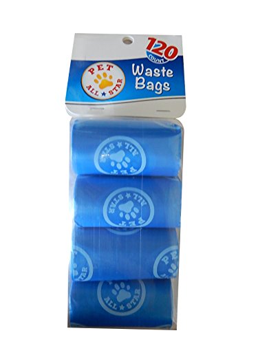 Pet All-Star Bolsas de Basura para Perros, 120 Unidades, a Prueba de Fugas, Paquete de 4 – 480 Bolsas en Total