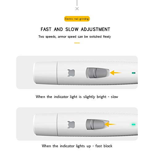 Pet clavo de la amoladora - portátil eléctrica perro corta uñas, carga por USB, regulación de velocidad de dos velocidades, ultra silencioso, adecuado para los perros, cuidado de la pata del gato