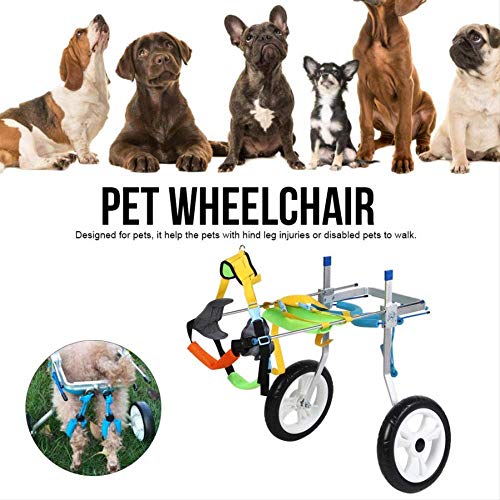 PET HOUND Silla de Ruedas Ajustable Auxiliar para Perro Coche para Rehabilitación Adiestramiento de Perros Rueda Doble Discapacitados Asistido Rehabilitación de piernas traseras Coche Auxiliar