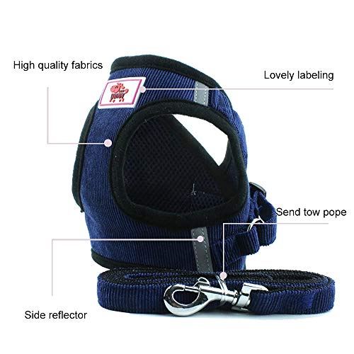 PET SPPTIES Tela de Malla Chaleco para Perros Arnés Suave Ajustable cómodo para Cachorros, Perros Pequeños y Gatos PS042 (M, Dark Blue)