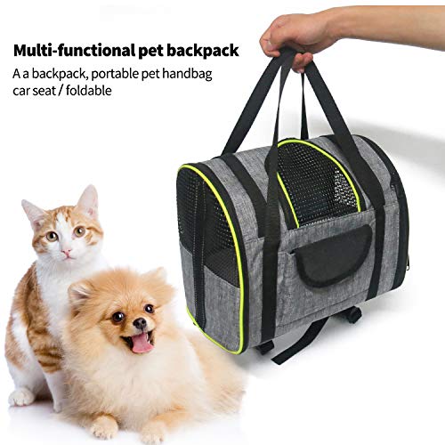 PETCUTE Mochilas para Perros Portador de Mascotas Bolsa de Transporte para Mascotas Gato Bolsos Plegables para Perros Mochila Transportín de Mascotas