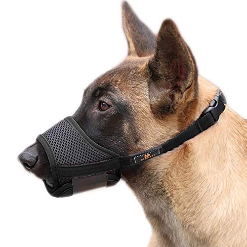 PETEMOO Bozal para Perros - Bozal Anti-mordedor Secure Fit Bozal para Perros - Malla Transpirable con Forma de Boca para Perros pequeños y Grandes