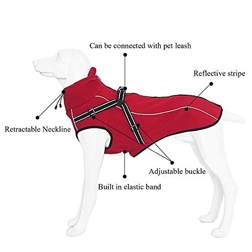 Petilleur Chaqueta Perro Abrigo Perro Invierno Otoño Ropa para Perros Medianos y Grandes con Correa Ajustable y Banda Reflectante (XS, Rojo)