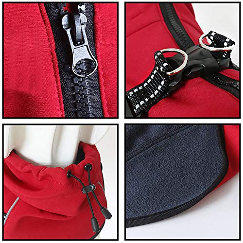 Petilleur Chaqueta Perro Abrigo Perro Invierno Otoño Ropa para Perros Medianos y Grandes con Correa Ajustable y Banda Reflectante (XS, Rojo)