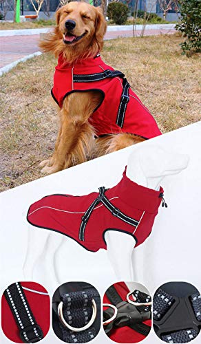 Petilleur Chaqueta Perro Abrigo Perro Invierno Otoño Ropa para Perros Medianos y Grandes con Correa Ajustable y Banda Reflectante (XS, Rojo)