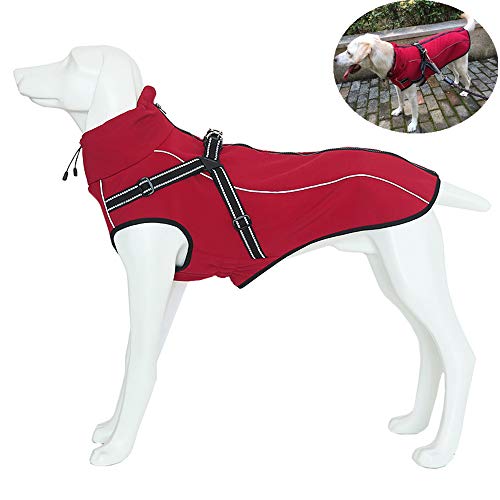 Petilleur Chaqueta Perro Abrigo Perro Invierno Otoño Ropa para Perros Medianos y Grandes con Correa Ajustable y Banda Reflectante (XS, Rojo)