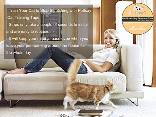 PetIsay Cinta disuasoria antiarañazos para Gatos, Ayuda para el Control de arañazos, Cinta Adhesiva de Doble Cara para Entrenamiento de Gatos, Transparente, 6.5 CM x 13.7 M (Rollo Individual)