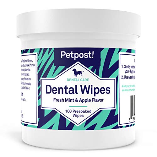 Petpost | Dog Dental Wipes: Bad Breath, Plaque and Cavities Disappear. 100 Soaked Pads in a Natural Cleaning Solution for Teeth