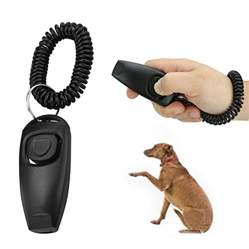 Phayee Clicker Silbato para Perro para Dejar de ladrar Adiestramiento de Perros Clicker Silbato para Perros Clicker 2 en 1 Equipo de Entrenamiento Mejorado con Correa para la Mano, 2 Piezas