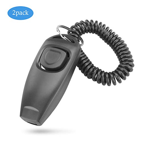 Phayee Clicker Silbato para Perro para Dejar de ladrar Adiestramiento de Perros Clicker Silbato para Perros Clicker 2 en 1 Equipo de Entrenamiento Mejorado con Correa para la Mano, 2 Piezas