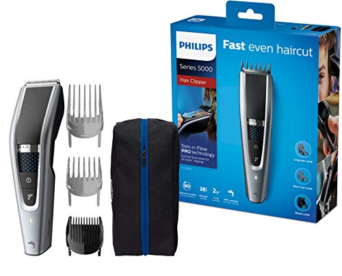 Philips Serie 5000 HC5630/15 - Cortapelos, 28 ajustes de longitud para estilo deseado, 90 min de uso sin cable, incluye 3 peines-guía y funda