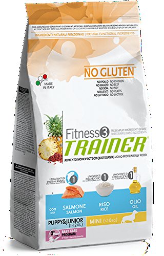 Pienso monoproteiche Fitness Trainer para perros Puppy & junior Mini Salmón, arroz y aceite 800 gr.