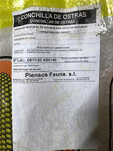 Piensos Fauna Conchilla de Ostra Saco 10kg.