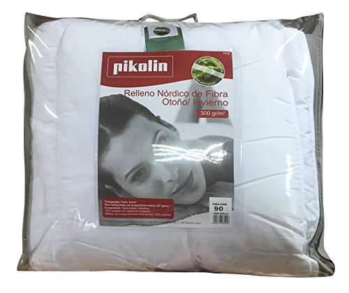 Pikolin Home - Edredón/Relleno nórdico  de fibra antiácaros, otoño-invierno, 300gr/m², color blanco, 150x220cm-Cama 80/90 (Todas las medidas)