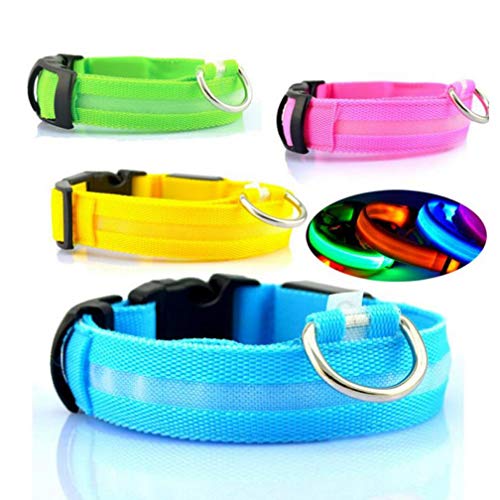 PiniceCore Collar de Perro de Nylon para Mascotas LED, Caja Noche Resplandor Que Destella En La Correa del Perro Oscuro, Suministros Perros Luminoso Fluorescente Collares para Mascotas