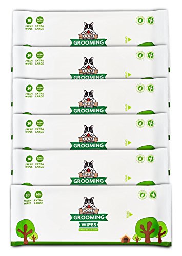 Pogi's Grooming Wipes Paquete de Viaje - 120 toallitas desodorantes para Perros - Aroma de té Verde, Naturales, Extra Grandes, Biodegradable