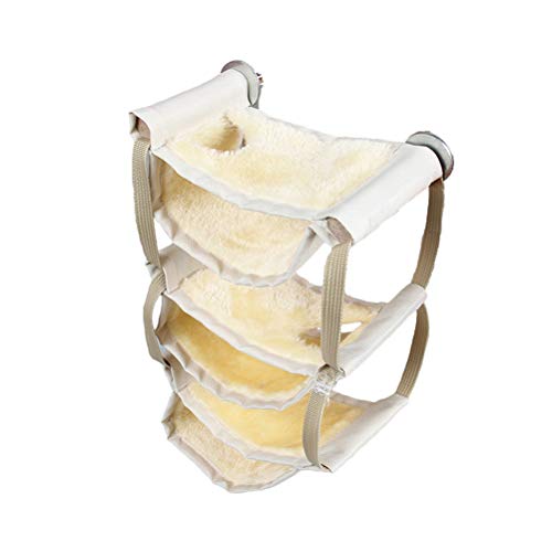 POPETPOP Casa de Cama Colgante para Hamster Multicapa, Peluche Hamaca para Pequeños Animales, Nido de Acogedor para Hamster Chinchilla Gerbil (Amarillo)