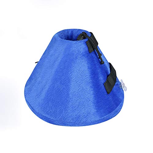 POPETPOP Collar de Recuperación para Mascotas,Collar Inflable para Curar Heridas, Conos de Isabelino para Perros y Gatos (Azul, S)