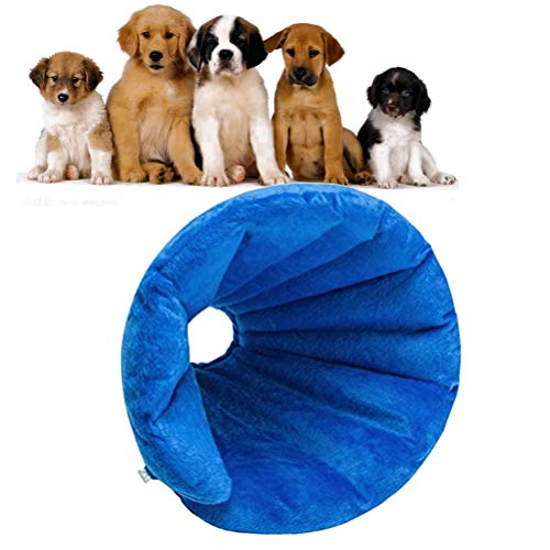 POPETPOP Collar de Recuperación para Mascotas,Collar Inflable para Curar Heridas, Conos de Isabelino para Perros y Gatos (Azul, S)