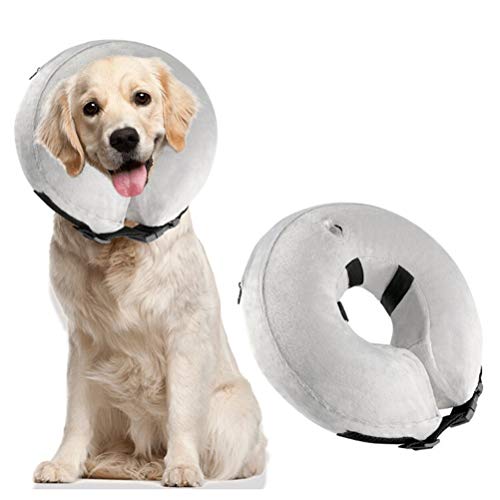 POPETPOP Cuellos de Recuperación Cicatrización para Perros y Gatos, Collares Inflables de Perros, Collares Protector Curativo para Cirugía Después de Mascotas - Talla S (Azul)